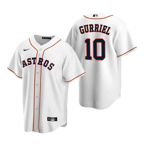 Men's Houston Astros #10 Yuli Gurriel White Cool Base Stitched Jersey